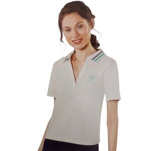 Crane pickleball logo polo shirt cream green blue Size Large 12-14 new